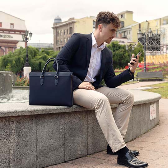 Alpha Leather-Trimmed Briefcase - Image 24
