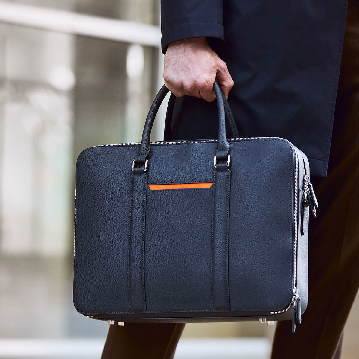 Manhattan Double-Zip Leather Briefcase - Image 40
