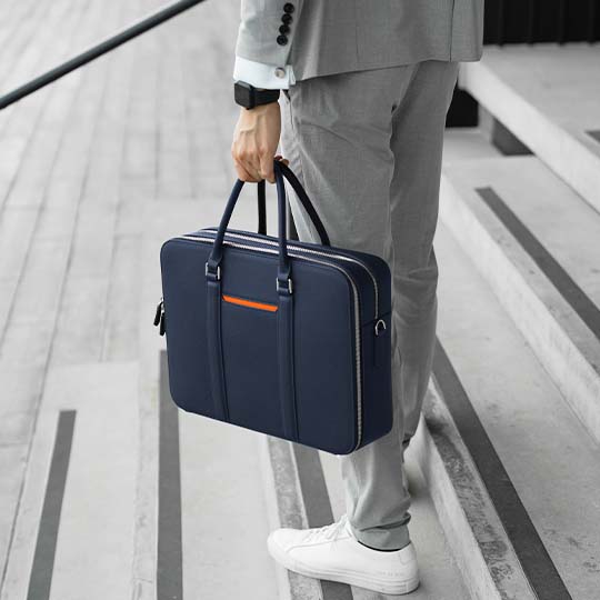 Manhattan Double-Zip Leather Briefcase - Image 46