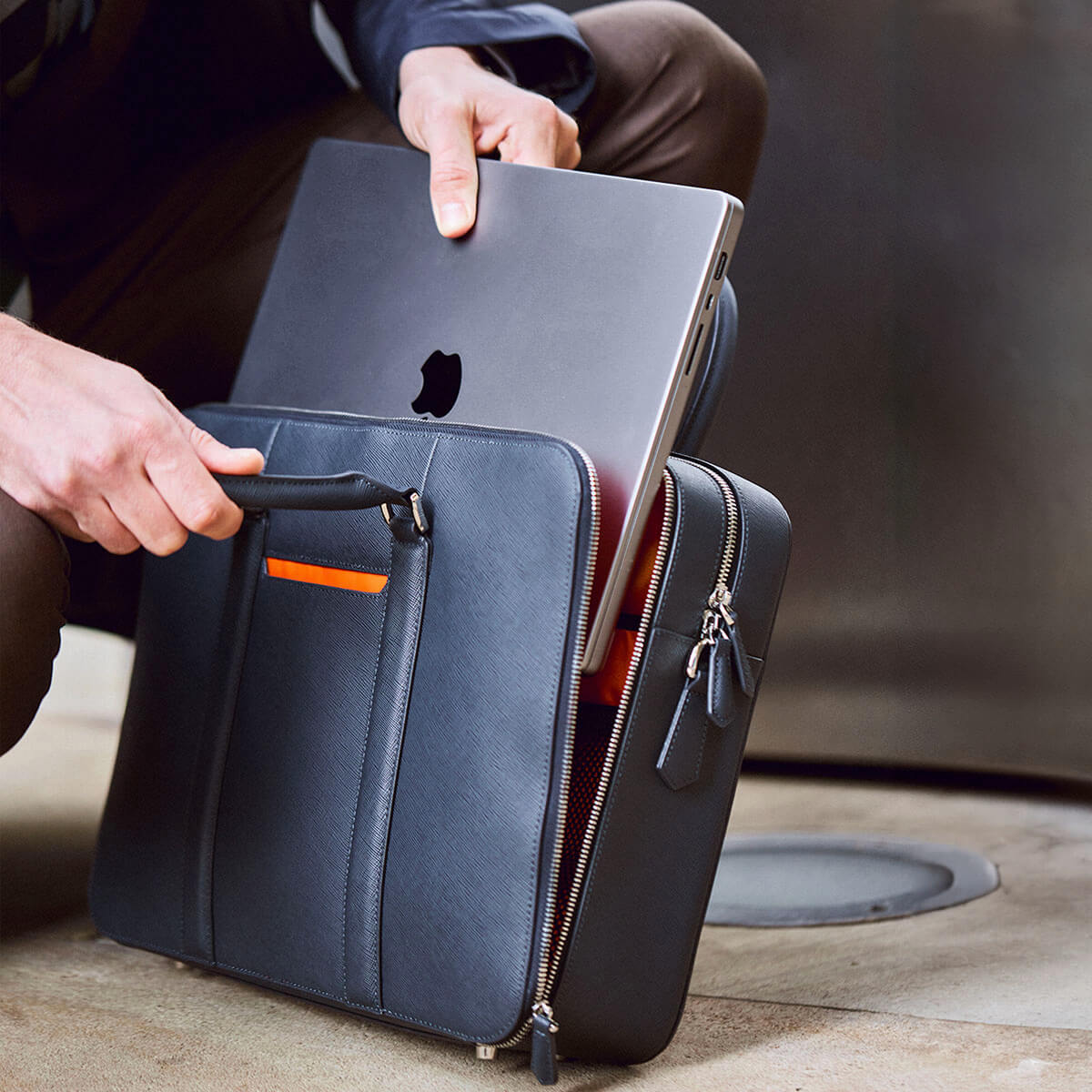 Manhattan Double-Zip Leather Briefcase - Image 33